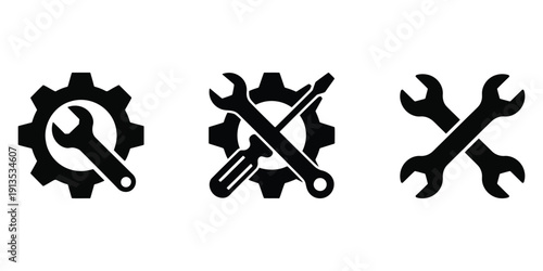 Set of tools and settings icon isolated on white background symbol