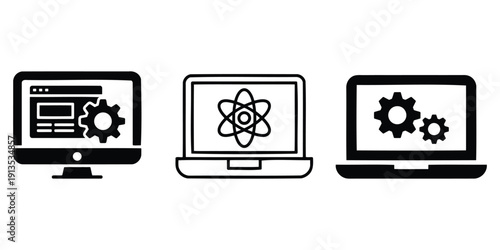 Computer icons representing web development and coding