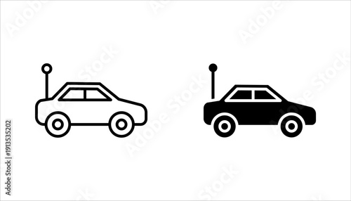 RC car icon set, remote control car outline vector illustration on white background