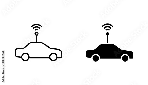 RC car icon set, remote control car outline vector illustration on white background