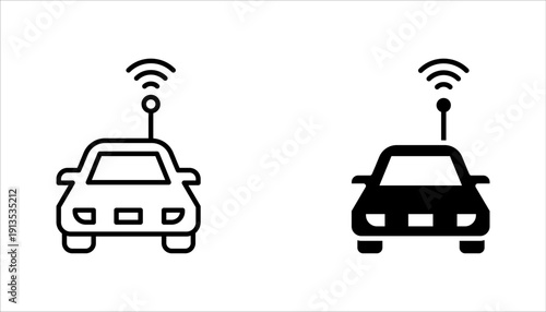 RC car icon set, remote control car outline vector illustration on white background