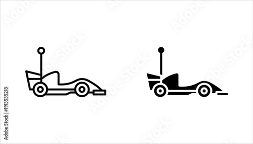 RC car icon set, remote control car outline vector illustration on white background