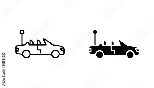 RC car icon set, remote control car outline vector illustration on white background