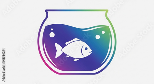 Colorful fish in a rainbow petri dish with bubbles isolated on white background for science and biology concepts