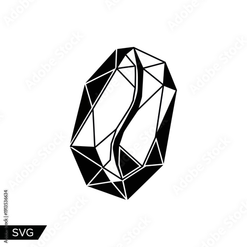 Geometric Coffee Bean Icon Vector