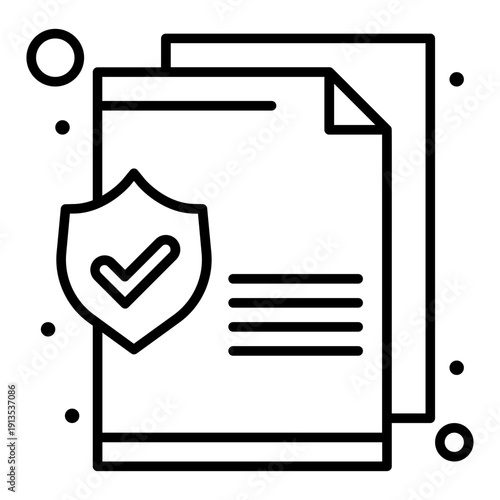 Secure Document Icon: A simple yet impactful icon of a document secured with a protective shield, symbolizing the importance of security and protection for sensitive information.