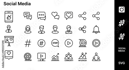Collection of Simple Social Media Icons.