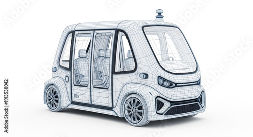 Futuristic Autonomous Vehicle Concept with Intricate Circuit Board Design.