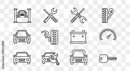 Car Repair and Maintenance Icons Set.