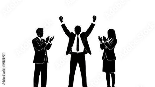 Business team celebrating success with applause and triumph vector illustration