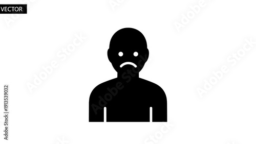 Sad Person Icon with Frowning Face Vector Illustration