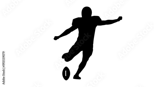 American Football Player Kicking Ball Silhouette Vector Illustration