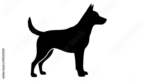 Black dog silhouette standing proudly vector illustration