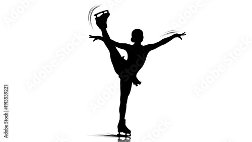 Figure Skater Performing Elegant Pose on Ice Rink vector illustration