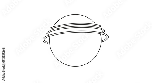 Saturn Planet Simple Line Art Illustration Isolated on White