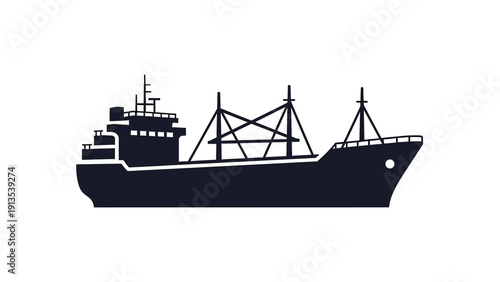 Cargo Ship at Sea with Containers and Cranes vector illustration