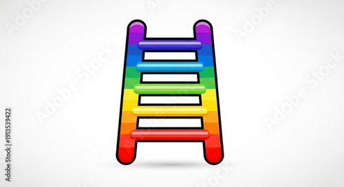 Rainbow colored ladder icon with gradient effect and black outline on white background symbolizing diversity and inclusivity