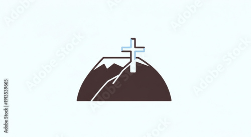 Cross on Mountain Peak Symbolizing Faith and Spirituality