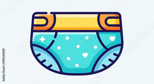 Baby diaper illustration with colorful design and white background cartoon style child care symbol