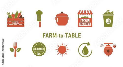 Collection of farmtotable icons above and below the centered text