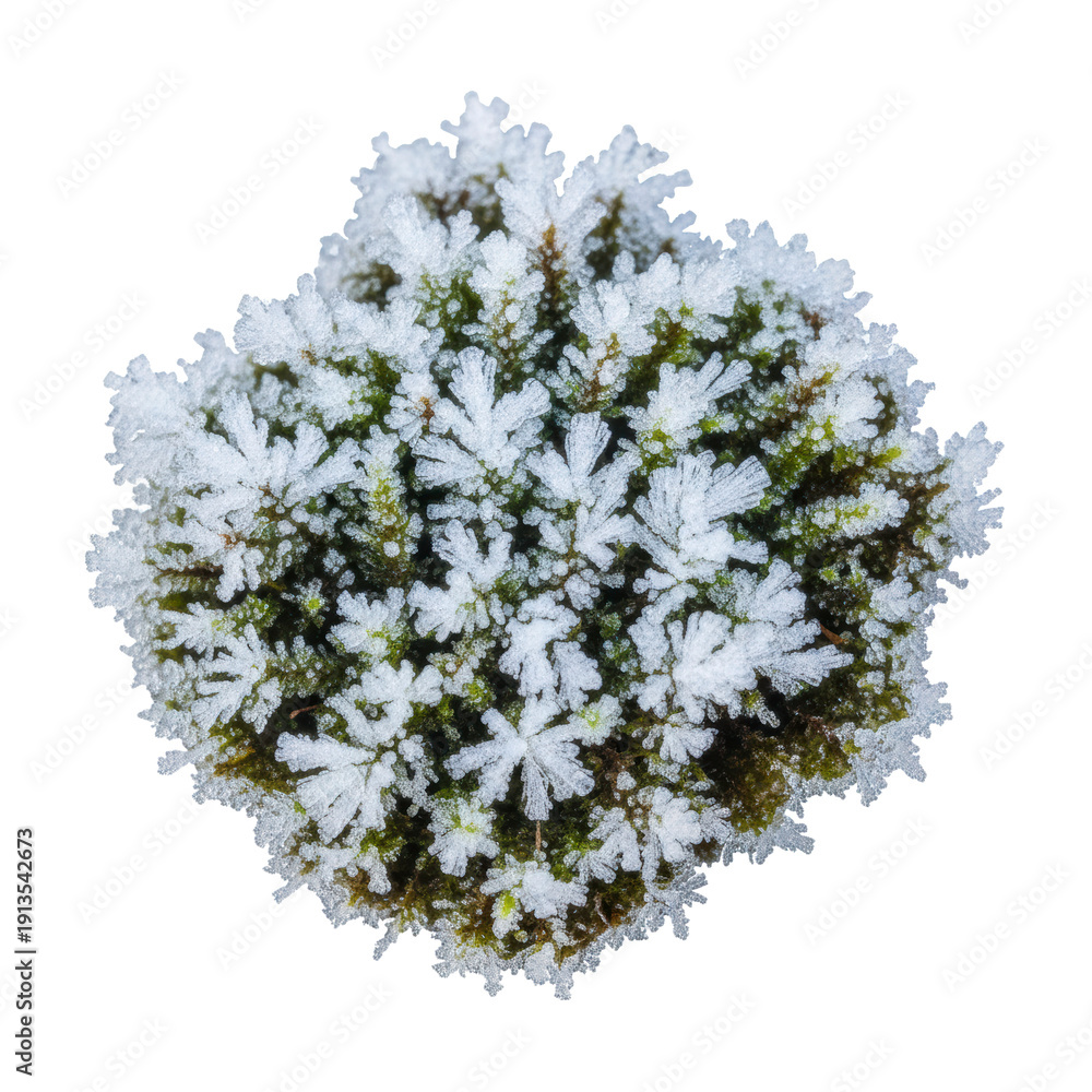 Fototapeta premium Moss covered in frost detailed macro shot