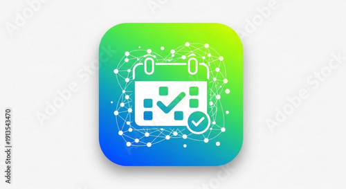 Gradient app icon with checklist and calendar on white background symbolizing organization and productivity