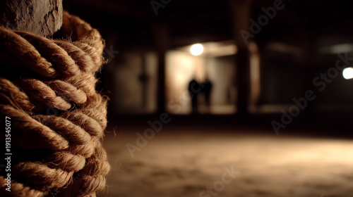 A rope is tied to a pole