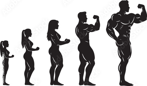 Fitness progression of people with different body types shown