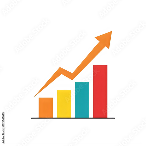 Free Download Colorful bar graph with upward trend arrow isolated on transparent background - GFXLoad