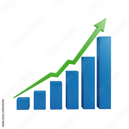 Free Download Green arrow showing growth with blue bars isolated on transparent background - GFXLoad