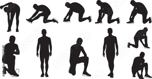 Silhouettes of a man in various poses and movements