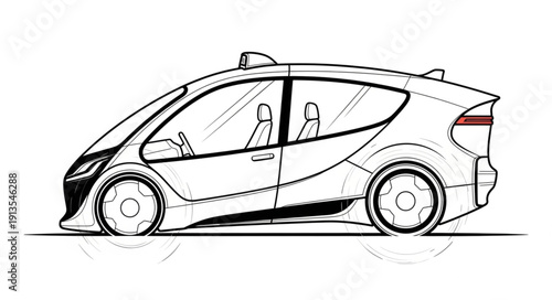 Futuristic Autonomous Electric Vehicle Concept Sketch.