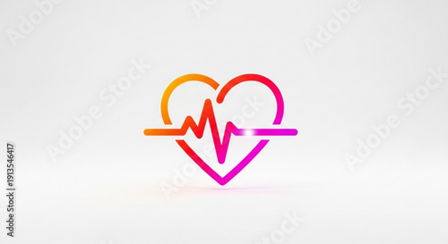 Wallpaper Mural Heartbeat pulse line in a gradient heart shape on white background symbolizing love and medical health Torontodigital.ca