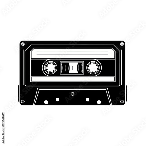 Retro Audio Cassette Tape Icon, Vintage Music Media