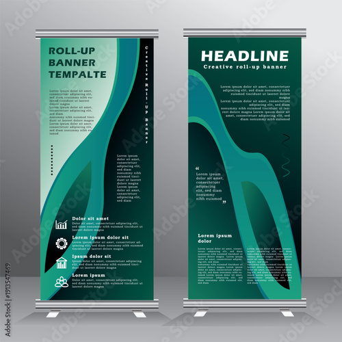 abstract background roll up banner desing for event, roll up banner template with abstract background, blue color vector template,