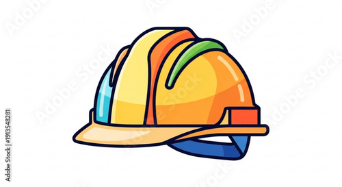 Multicolor hard hat for construction and industrial use with safety strap