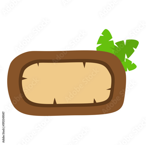 Wooden Sign Board with Green Leaves Illustration, Rustic Wood Sign Template with Nature Element