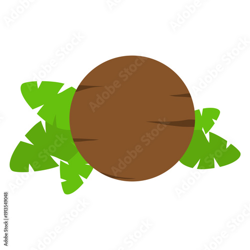 Wooden Sign Board with Green Leaves Illustration, Rustic Wood Sign Template with Nature Element