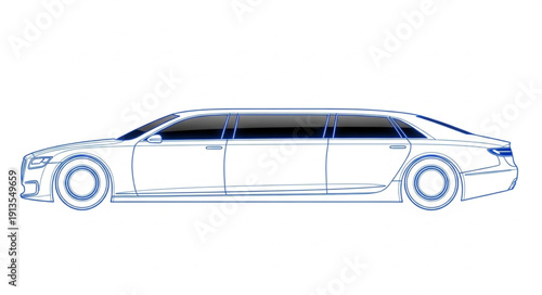 Elegant white limousine illustration on a clean white background.