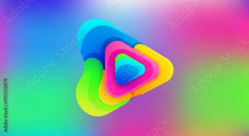 Vibrant multicolored play button icon with gradient background colorful triangle symbol for media and entertainment