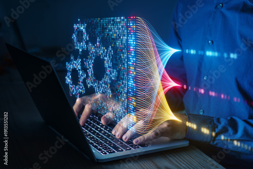 Canvas Print AI, data engineering and automation technology