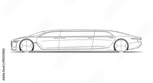 Sleek Futuristic Sports Car Design Sketch.