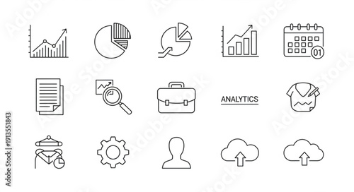 Collection of business and finance icons for data analysis.