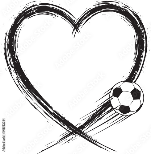 heart with soccer ball