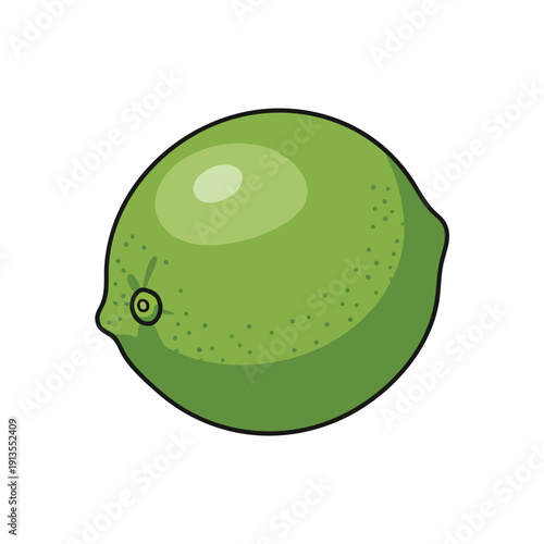 Vibrant Green Citrus Fruit Illustration on White Background