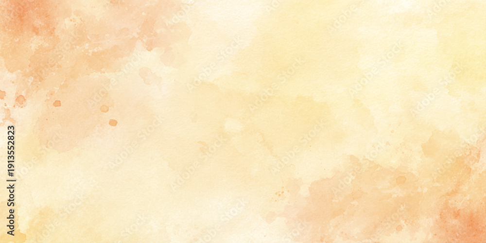 Obraz premium Soft yellow and orange watercolor background featuring smooth pastel gradients cloud-like textures ideal for modern design project.