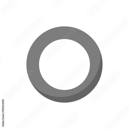 Gray faucet ring isolated on a white background, minimalist design with clean lines and circular shape