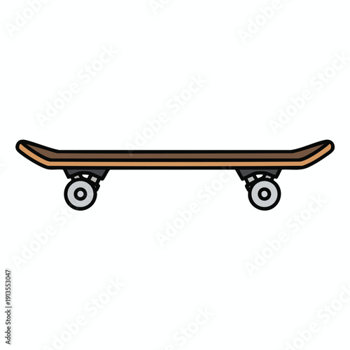 Simple Wooden Skateboard Illustration Isolated on White Background