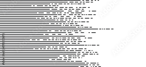 Minimalist Black Horizontal Motion Lines with Abstract Speed Glitch Effect on White Background