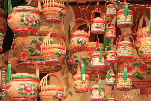 Traditional Rattan and Bamboo Baskets on Sale in Shantou, China